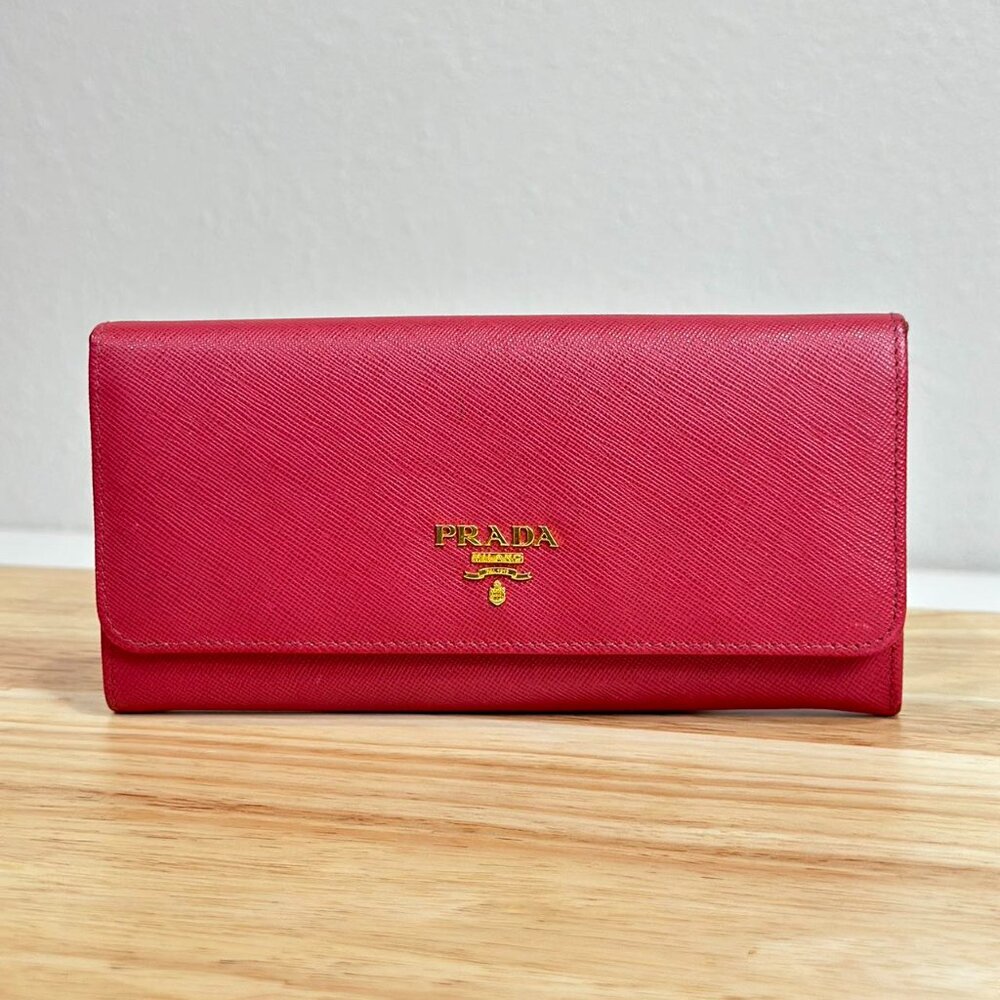 Prada Pink Saffiano Leather Wallet